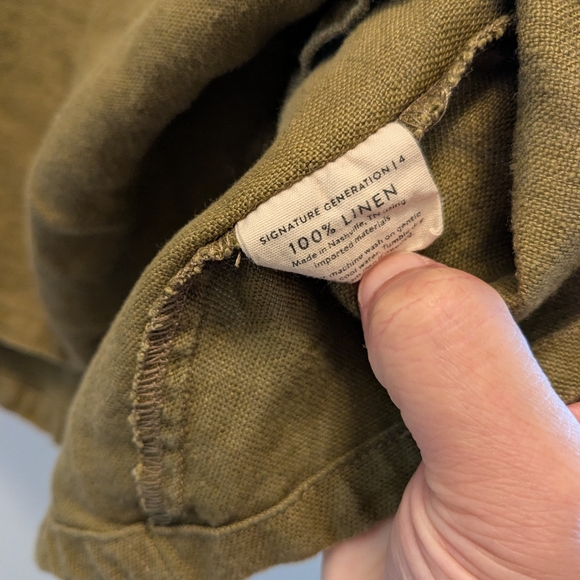 Elizabeth Suzann Olive Linen Parabola Top S - Picture 5 of 6